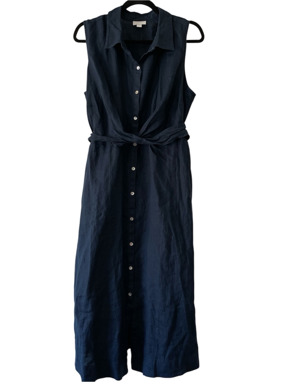 J. Jill Love Linen Tie Front SHIRTDRESS CAPE COD NAVY Size 2X - Picture 2 of 5